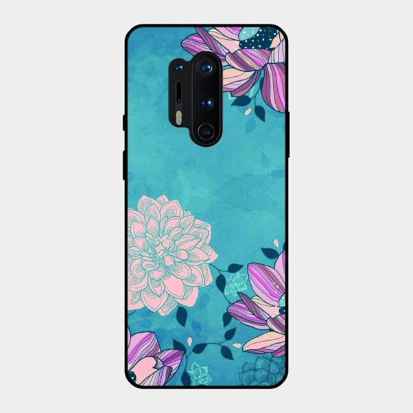 Blue Flower Glass Phone Cover for Oneplus 8 Pro