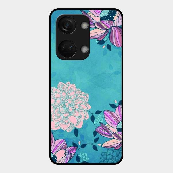 Blue Flower Glass Phone Cover for Oneplus Nord 3 5G