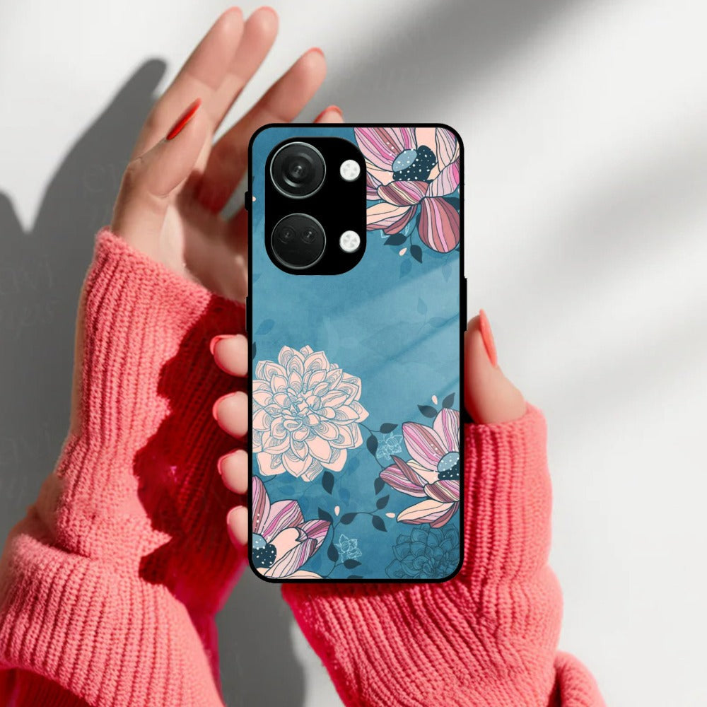 Blue Flower Glass Phone Cover for OnePlus