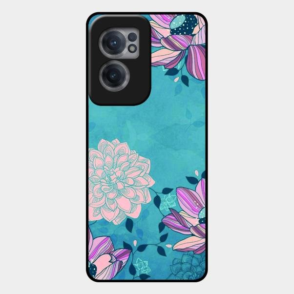 Blue Flower Glass Phone Cover for Oneplus Nord Ce 2 5G