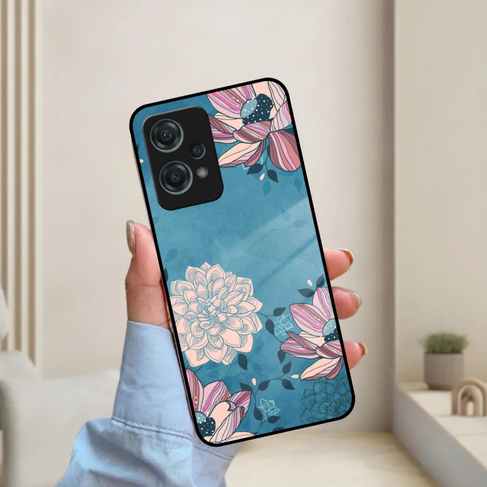 Blue Flower Glass Phone Cover for OnePlus