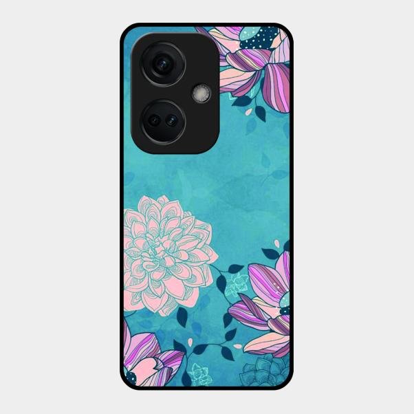 Blue Flower Glass Phone Cover for Oneplus Nord Ce 3 5G