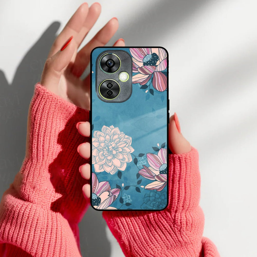 Blue Flower Glass Phone Cover for OnePlus