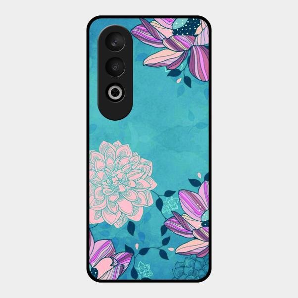 Blue Flower Glass Phone Cover for Oneplus Nord Ce 4 5G