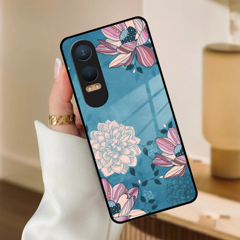 Blue Flower Glass Phone Cover for OnePlus