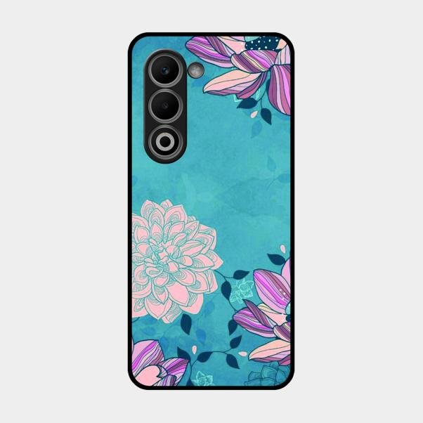 Blue Flower Glass Phone Cover for Oppo A5 5G