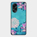 Blue Flower Glass Phone Cover for Oppo A58