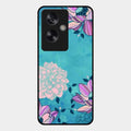 Blue Flower Glass Phone Cover for Oppo A79 5G