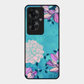 Blue Flower Glass Phone Cover for Oppo F25 Pro 5G