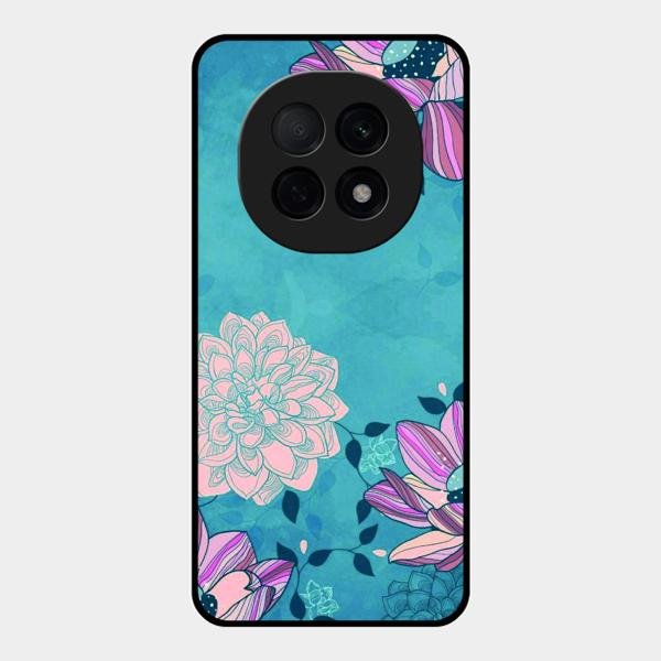 Blue Flower Glass Phone Cover for Oppo F29 Pro 5G