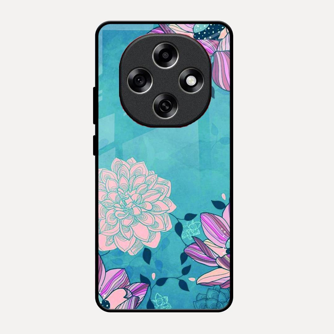 Blue Flower Glass Phone Cover for Oppo F31 Pro 5G