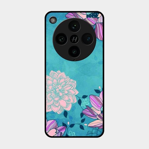 Blue Flower Glass Phone Cover for Oppo Find X8 Pro 5G