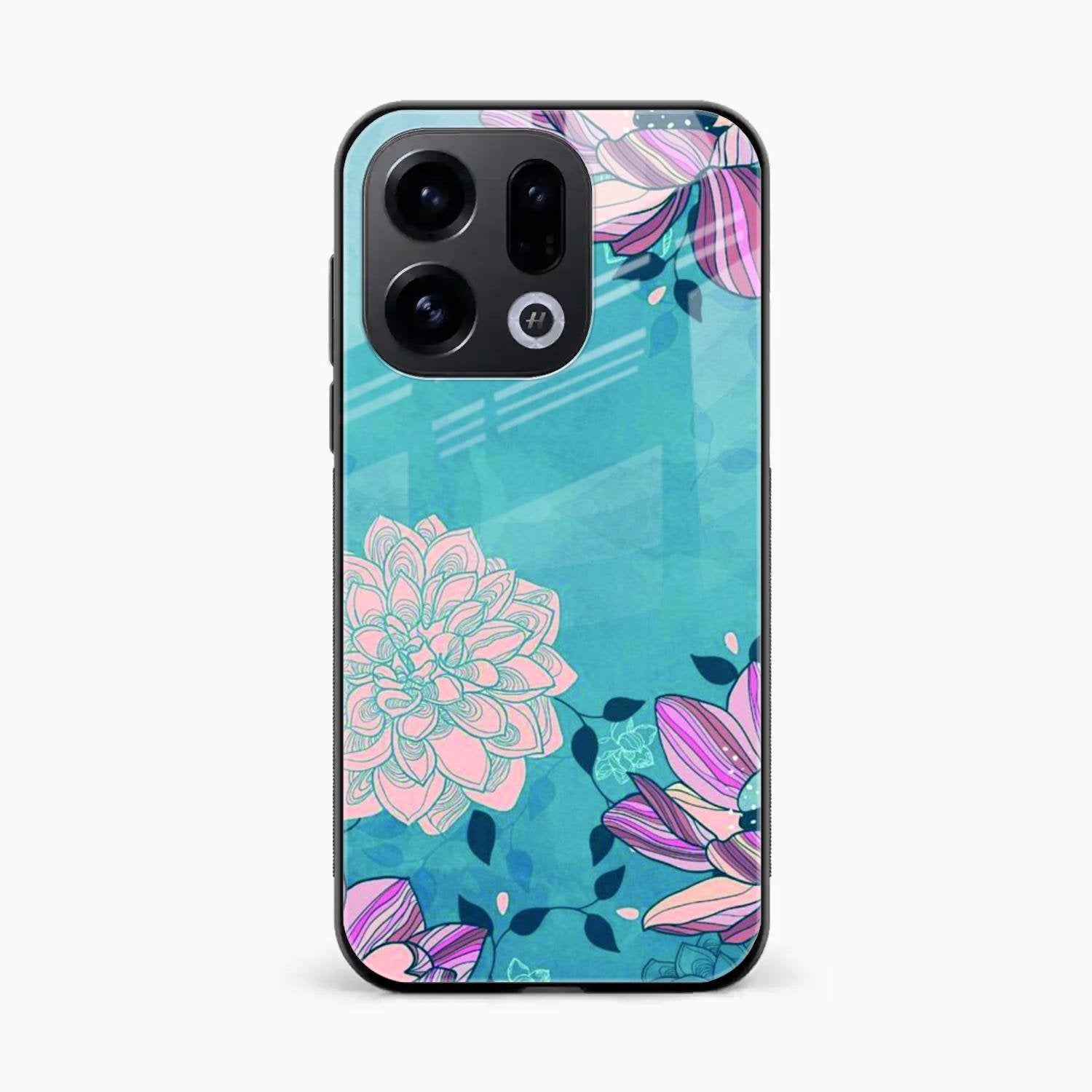 Blue Flower Glass Phone Cover for Oppo Find X9 5G