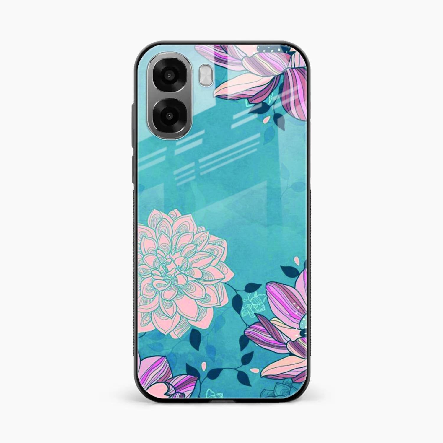 Blue Flower Glass Phone Cover for Oppo K14x 5G