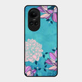Blue Flower Glass Phone Cover for Oppo Reno 10 5G