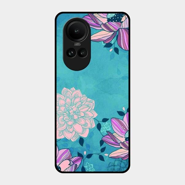 Blue Flower Glass Phone Cover for Oppo Reno 10 5G