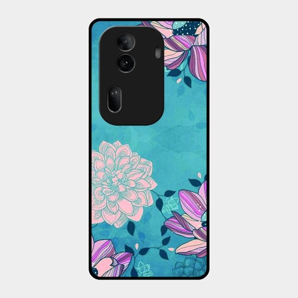 Blue Flower Glass Phone Cover for Oppo Reno 11 Pro 5G