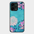 Blue Flower Glass Phone Cover for Oppo Reno 14 5G