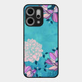 Blue Flower Glass Phone Cover for Oppo Reno 14 Pro 5G
