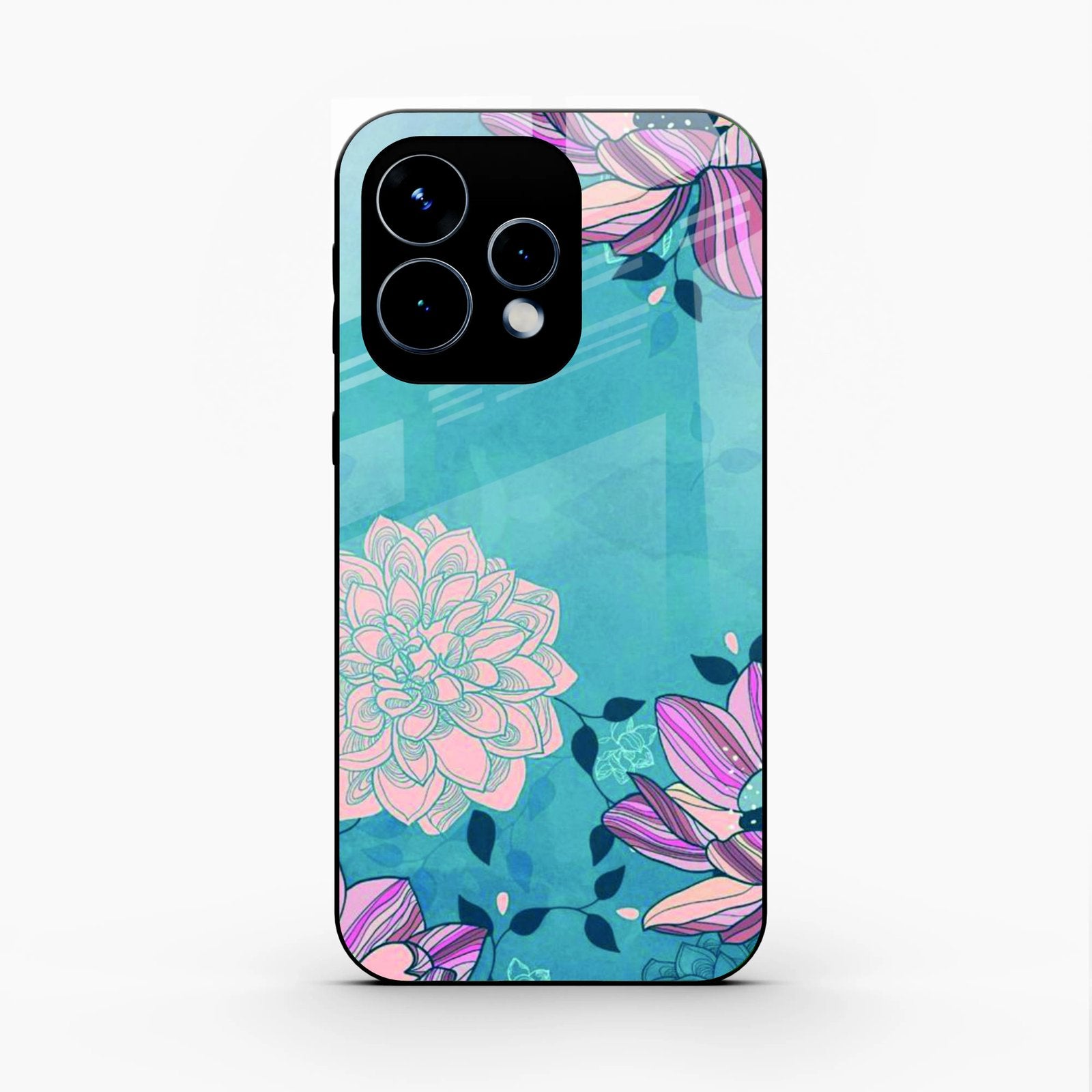 Blue Flower Glass Phone Cover for Oppo Reno 15 5G