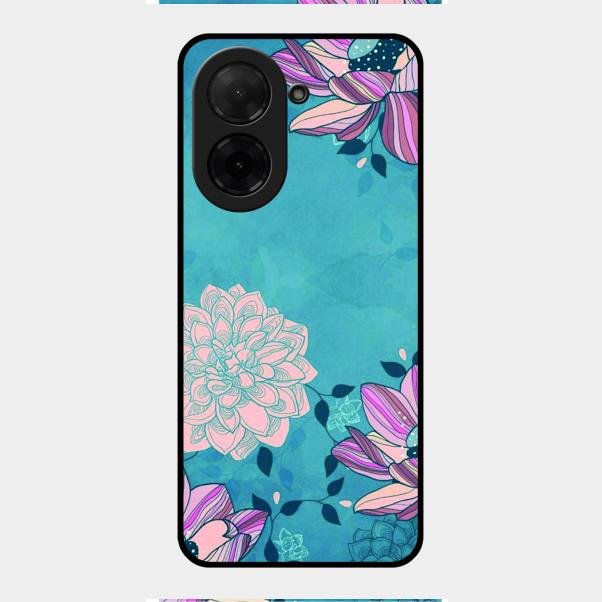 Blue Flower Glass Phone Cover for Poco C71