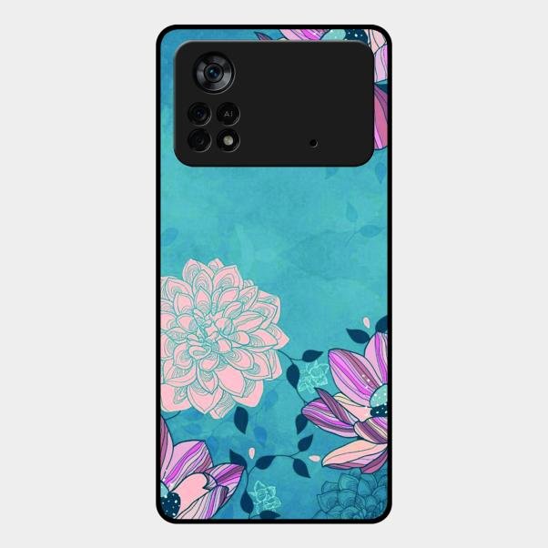 Blue Flower Glass Phone Cover for Poco X4 Pro 5G