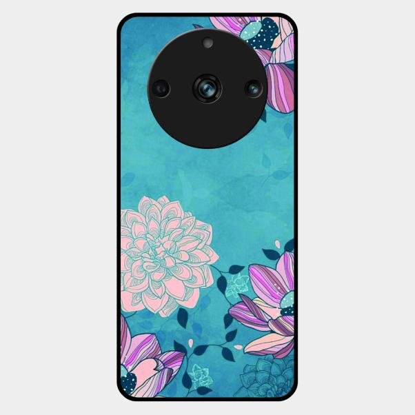 Blue Flower Glass Phone Cover for Realme 11 Pro Plus 5G