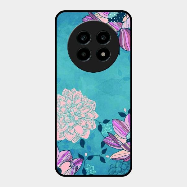 Blue Flower Glass Phone Cover for Realme 13 Pro Plus 5G