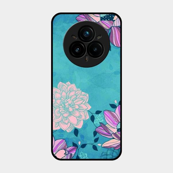 Blue Flower Glass Phone Cover for Realme 14 Pro 5G