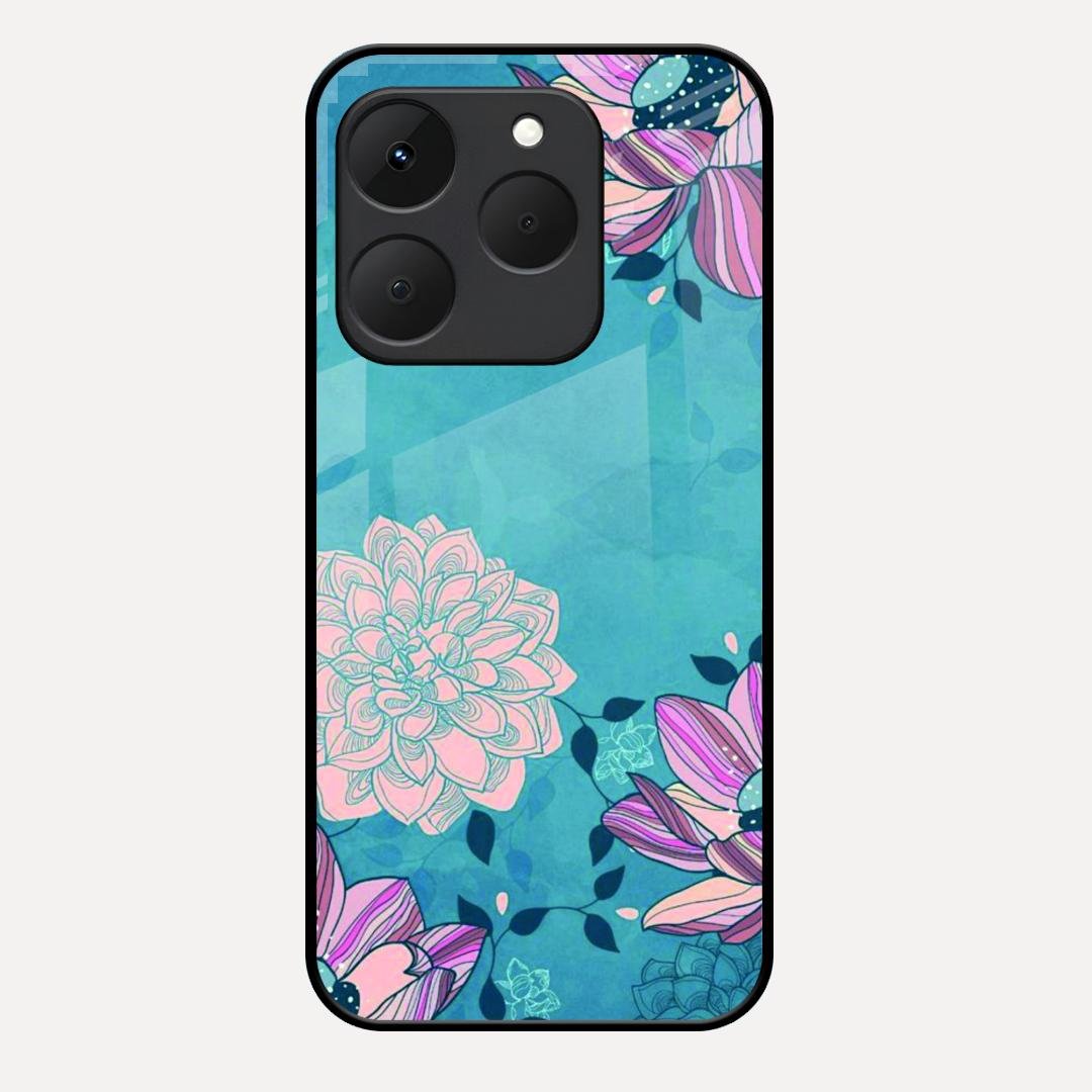 Blue Flower Glass Phone Cover for Realme 15T 5G
