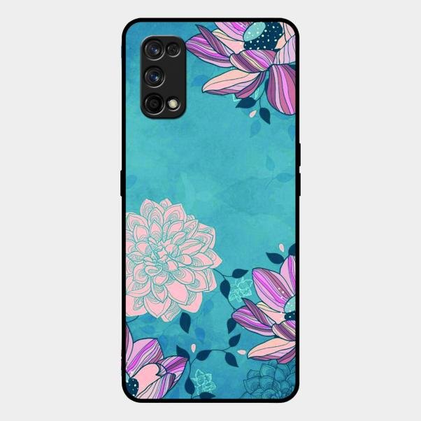 Blue Flower Glass Phone Cover for Realme 7 Pro