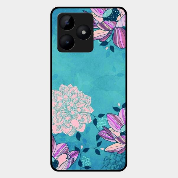 Blue Flower Glass Phone Cover for Realme C53