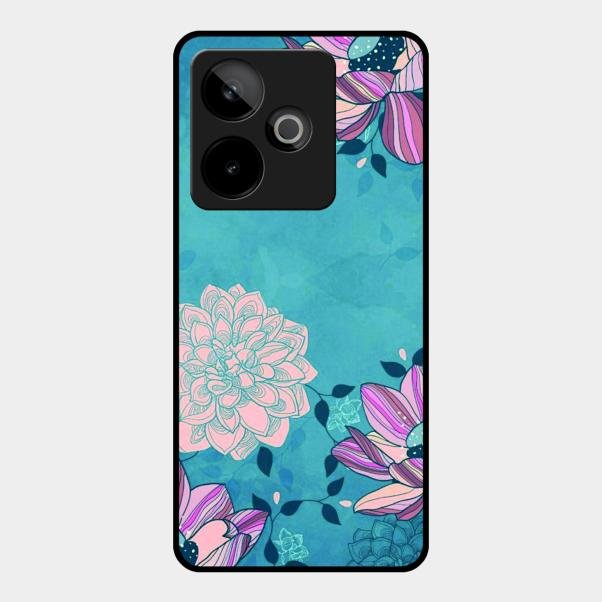Blue Flower Glass Phone Cover for Realme Gt 7T 5G