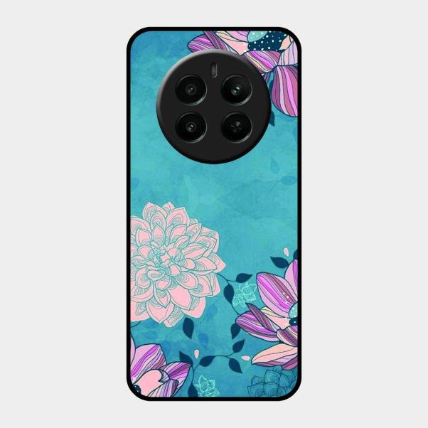 Blue Flower Glass Phone Cover for Realme P1 5G