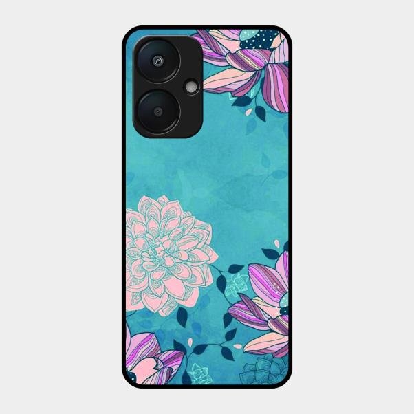 Blue Flower Glass Phone Cover for Redmi 13C 5G