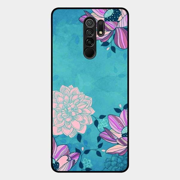 Blue Flower Glass Phone Cover for Redmi 9 Prime