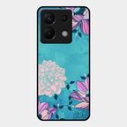 Blue Flower Glass Phone Cover for Redmi Note 13 Pro 5G