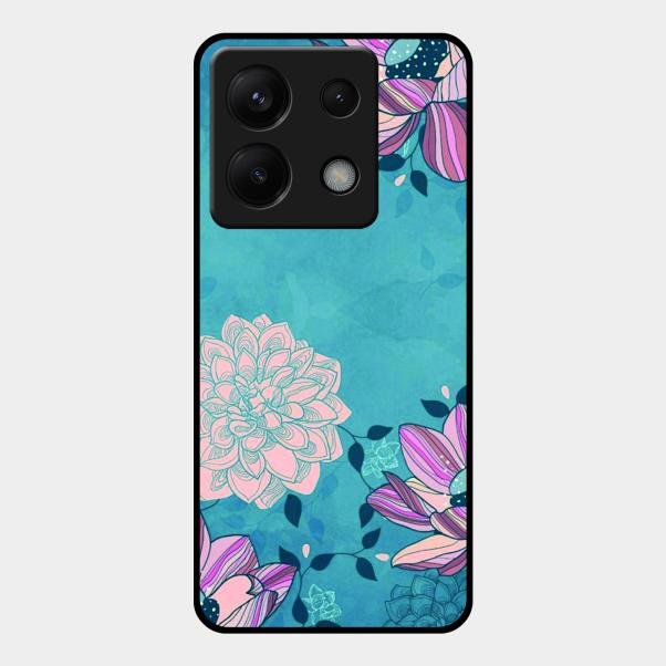 Blue Flower Glass Phone Cover for Redmi Note 13 Pro 5G