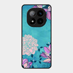 Blue Flower Glass Phone Cover for Redmi Note 14 Pro Plus 5G