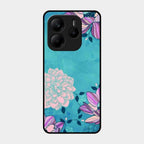 Blue Flower Glass Phone Cover for Redmi Note 14 Se 5G