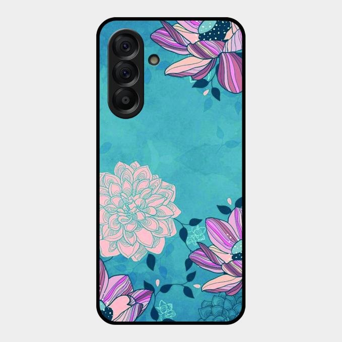 Blue Flower Glass Phone Cover for Samsung Galaxy A17 5G