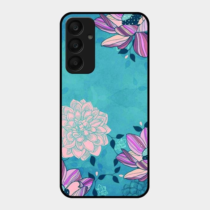 Blue Flower Glass Phone Cover for Samsung Galaxy A25 5G