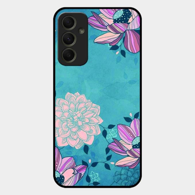 Blue Flower Glass Phone Cover for Samsung Galaxy A34 5G