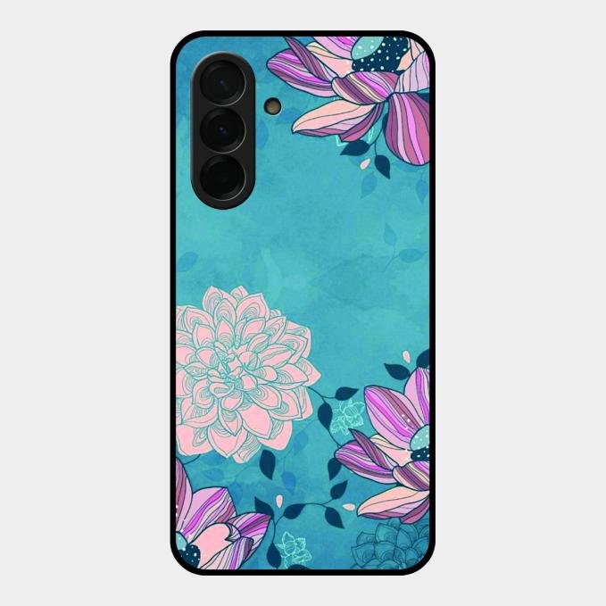 Blue Flower Glass Phone Cover for Samsung Galaxy A36 5G