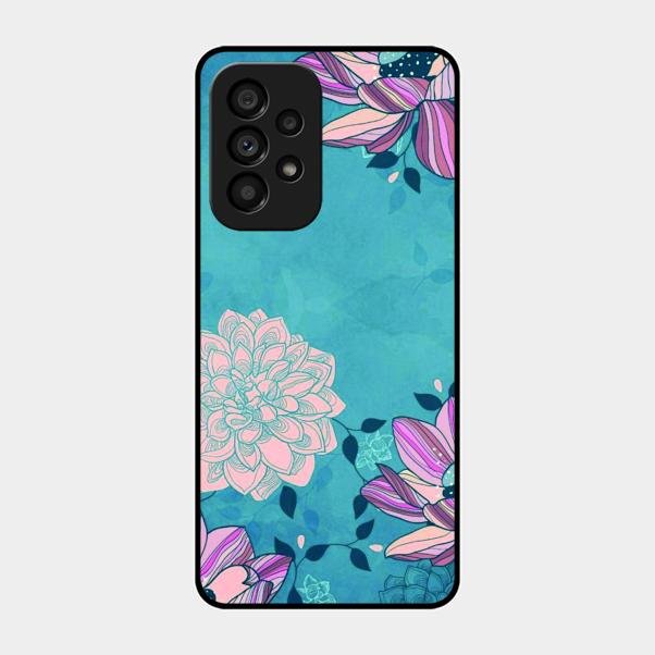 Blue Flower Glass Phone Cover for Samsung Galaxy A53 5G