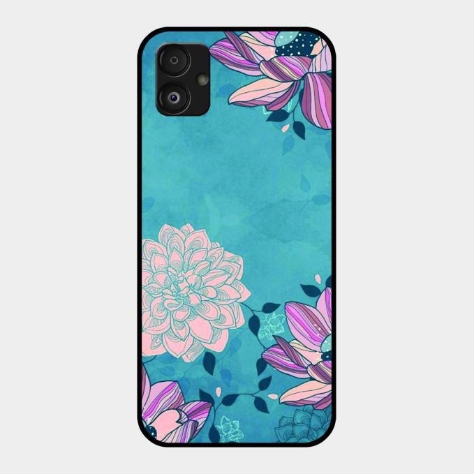 Blue Flower Glass Phone Cover for Samsung Galaxy F14 5G