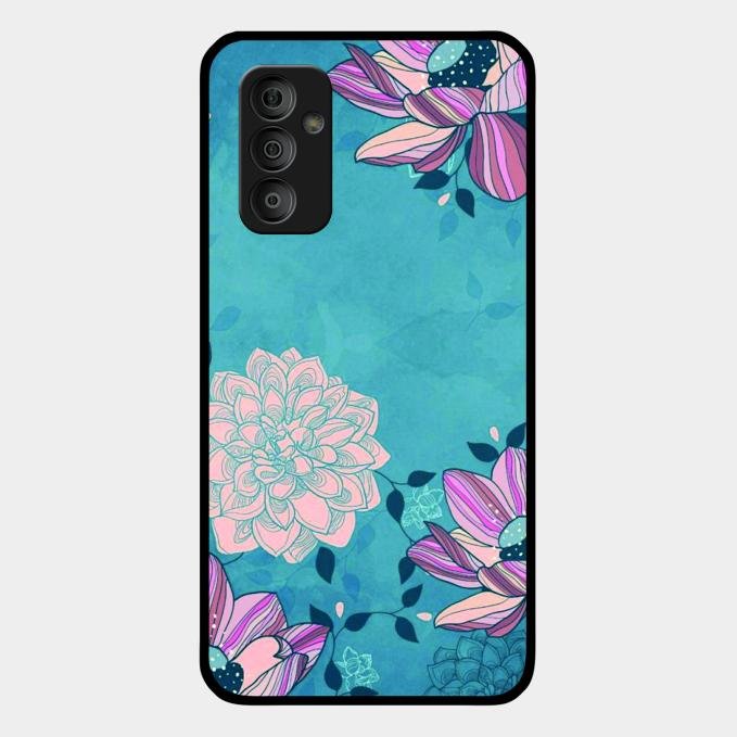 Blue Flower Glass Phone Cover for Samsung Galaxy F23 5G