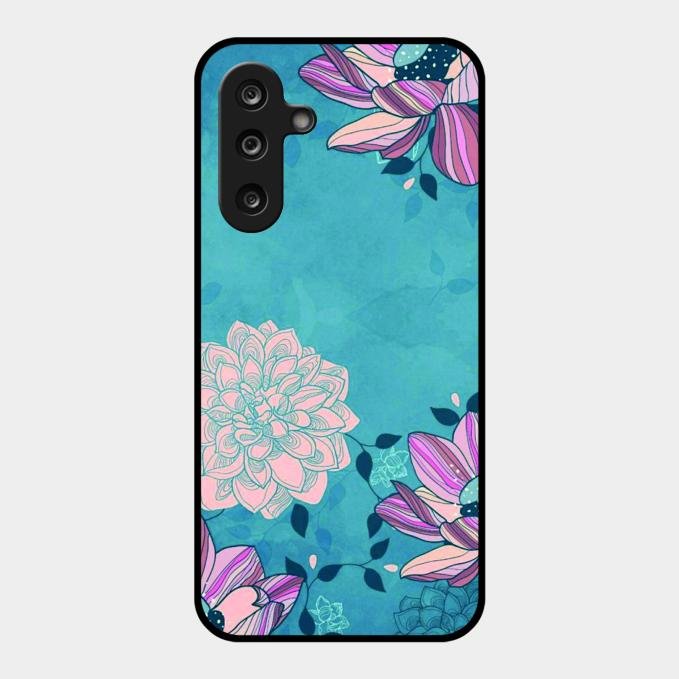 Blue Flower Glass Phone Cover for Samsung Galaxy F36 5G