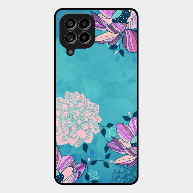 Blue Flower Glass Phone Cover for Samsung Galaxy M53 5G