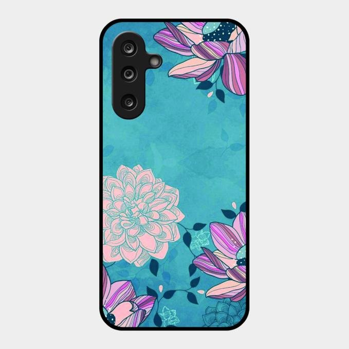 Blue Flower Glass Phone Cover for Samsung Galaxy M56 5G